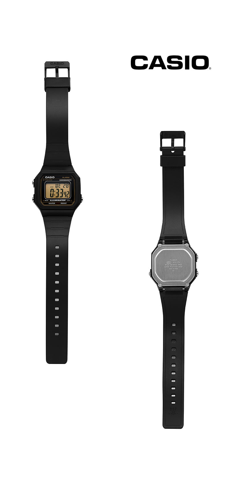 카시오 CASIO W-217H-9AVDF 레진 밴드 심플 전자 손목시계 남성 시계 상세 이미지 7